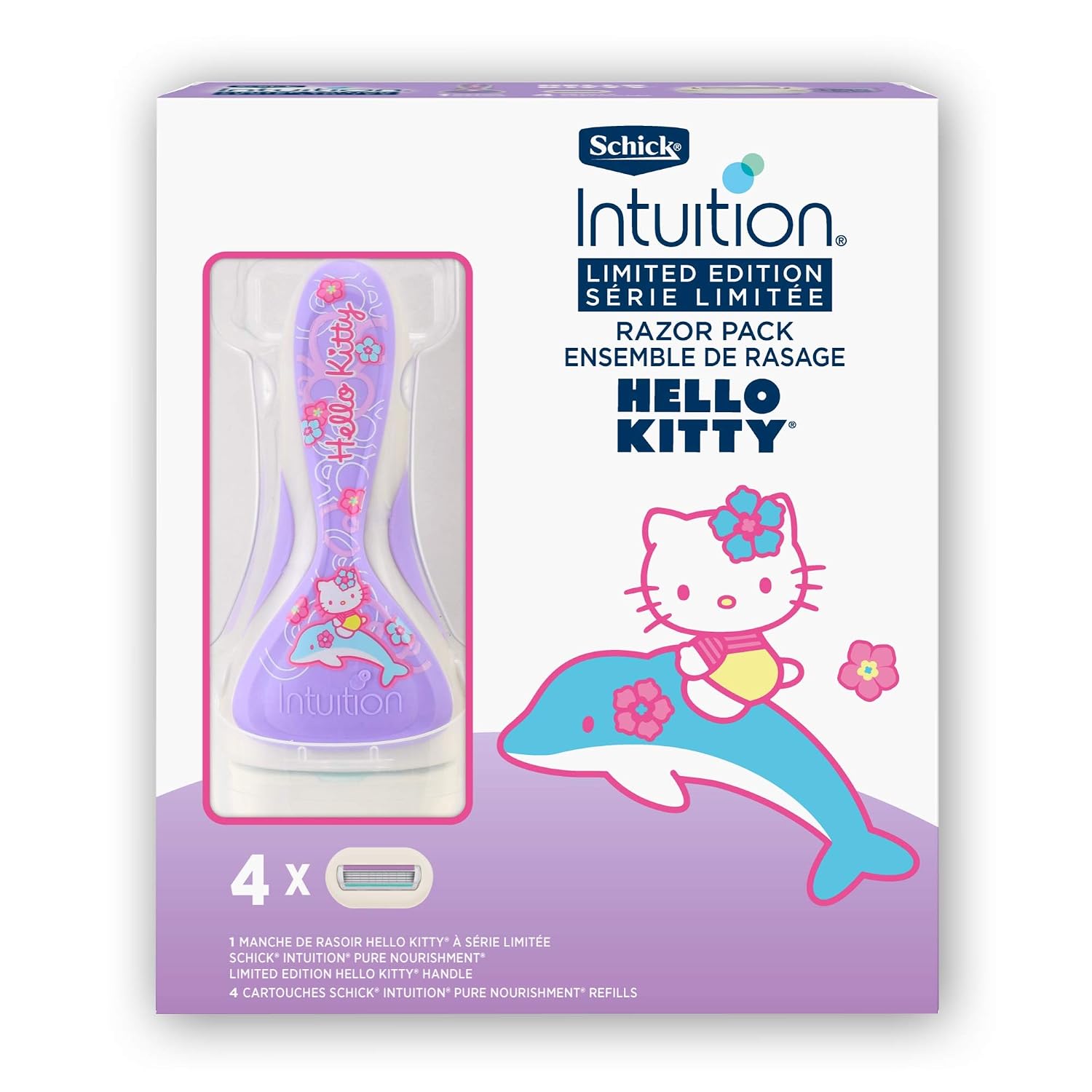 Schick Intuition Limited Edition Hello Kitty Pure Nourishment Razor for Women with 1 Razor and 4 Refills