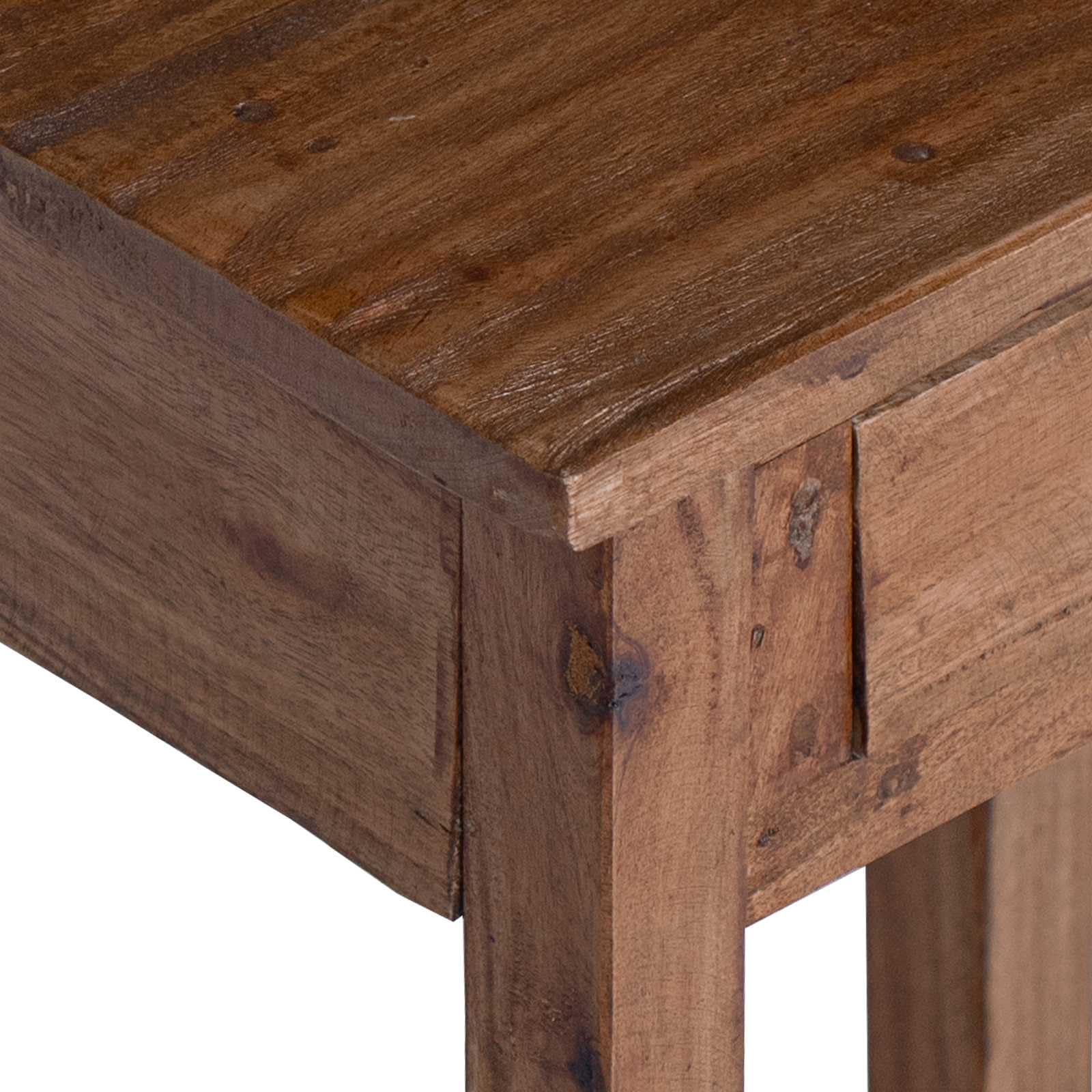 Supporto per piante marrone 34 x 25 x 52 cm, in legno di mogano | Con cassetto, pomelli in ottone, stile rustico, per giardino, terrazza, balcone