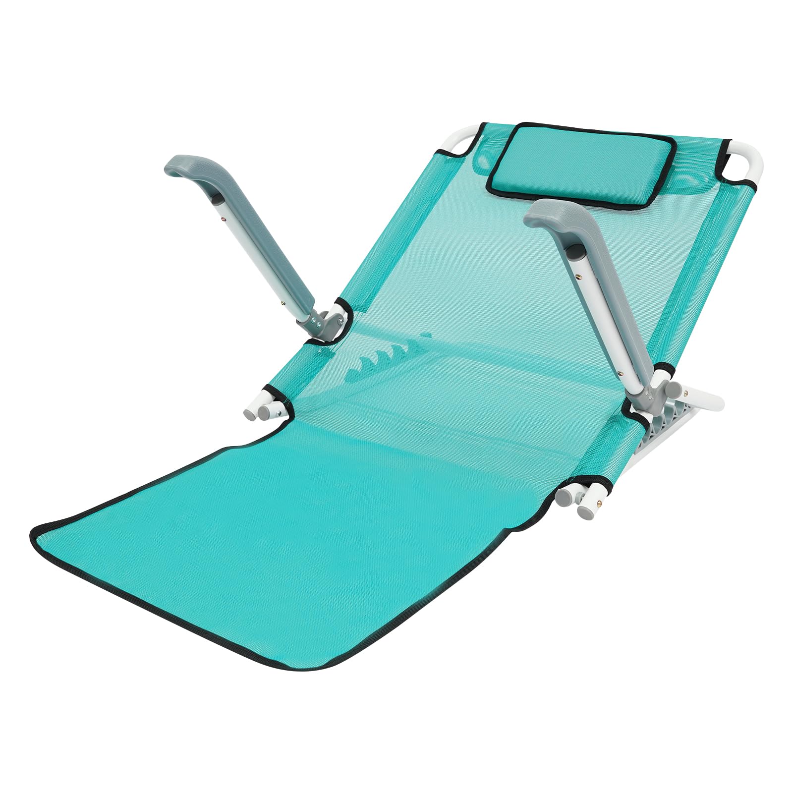 Dossier réglable - Matelas de plage portable - Support dorsal - Lit de plage pliable léger - 5 niveaux d'inclinaison - Résistant à l'humidité - Avec accoudoirs, masque pour les yeux et