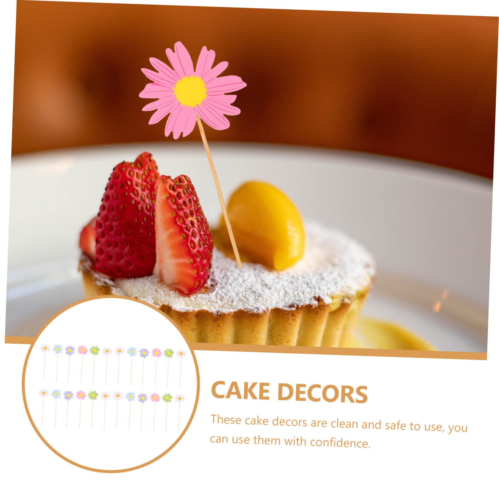 24 Stück Cupcake-Topper Mit Gänseblümchen-Motiv – 12x4,3 Cm, Papier, In Rosa, Weiß, Gelb | Für Hochzeit, Geburtstag