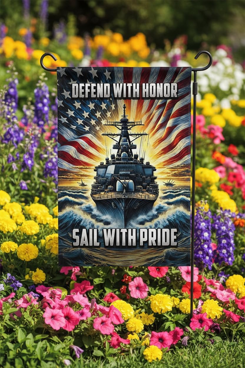 US Navy Garden Flag 12x18 Inch - Double Sided Patriotic Battleship Decor for Outdoor & Indoor, Weather Resistant for Veterans & Military Families - Image 3