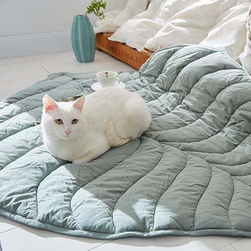 Miniatura 6 de Bedmust Manta amarilla en forma de hoja para perro, manta de juego para el hogar y mascotas, manta de algodón para gatear, cálida, suave, lavable,