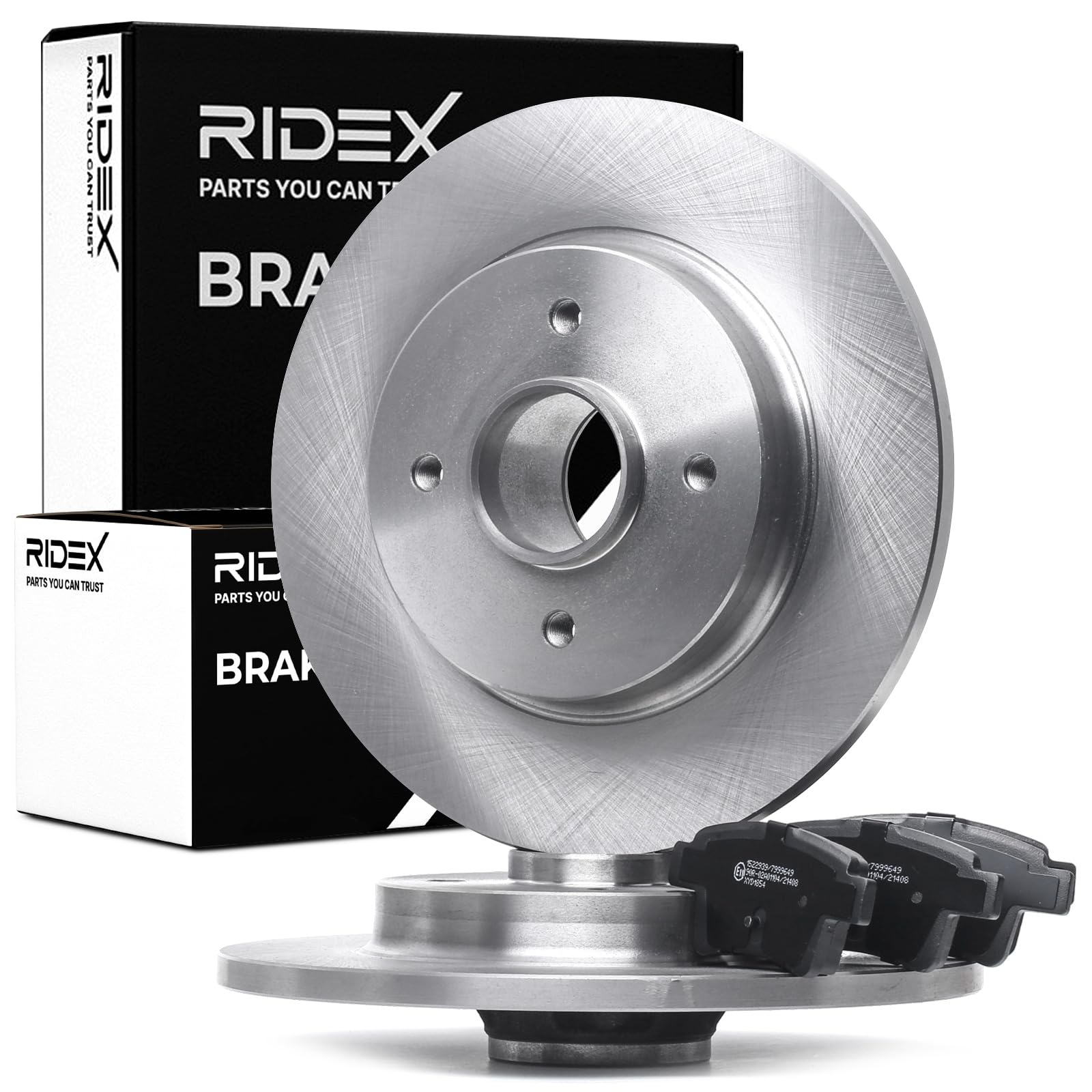 RIDEX 3405B0874 Juego para eje Kit de discos de freno y pastillas Trasero con buje de rueda Compatible con CITROËN C4 Grand Picasso I UA