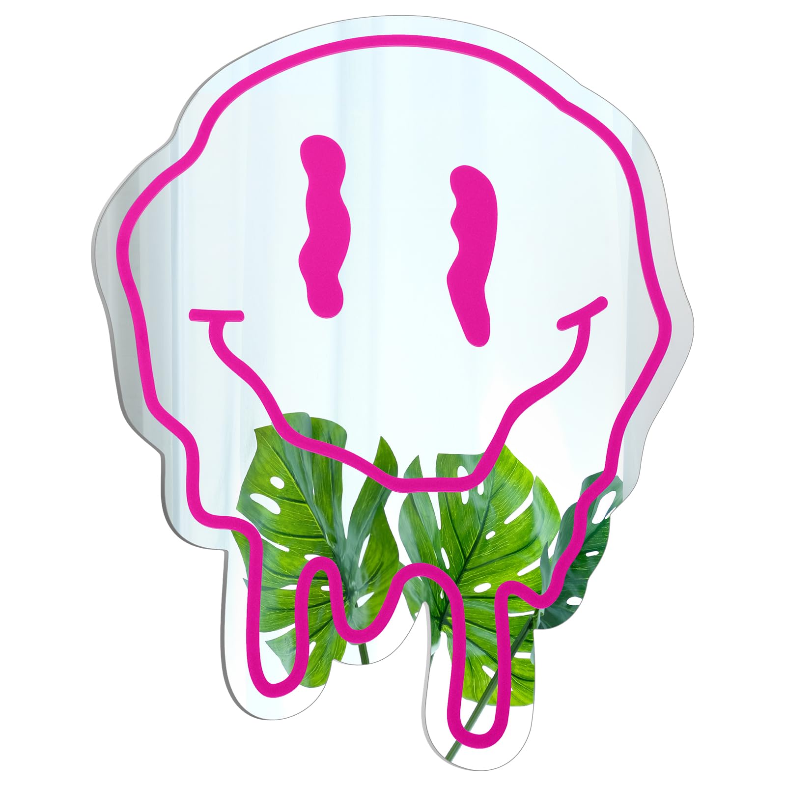 RattanView Preppy Room Decor for Teen Girls Twisted Smile Face Preppy Acrylic Mirror 14 Inch Wall Art Aesthetic Bedroom Teen Girl Room Funky Mirror