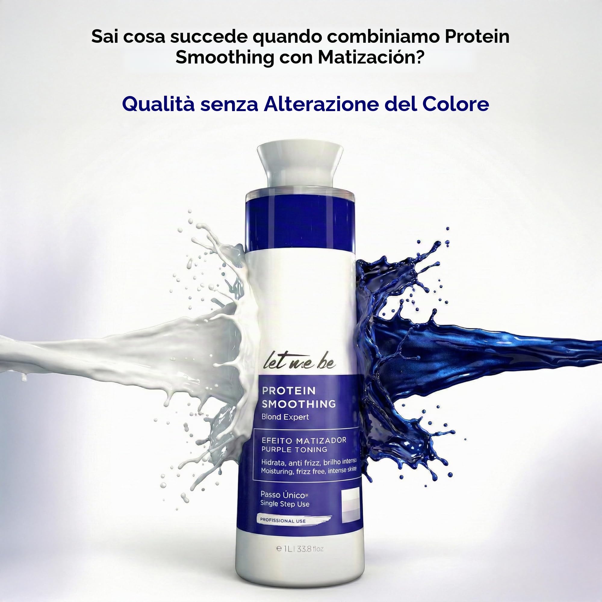 Let Me Be - Protein Smoothing Blond Expert | Keratina Lisciante per Capelli Biondi, Grigi e Decolorati | Effetto Antigiallo | Stiratura Brasiliana Organica in Fase Unica, Senza Formaldeide - 500ml