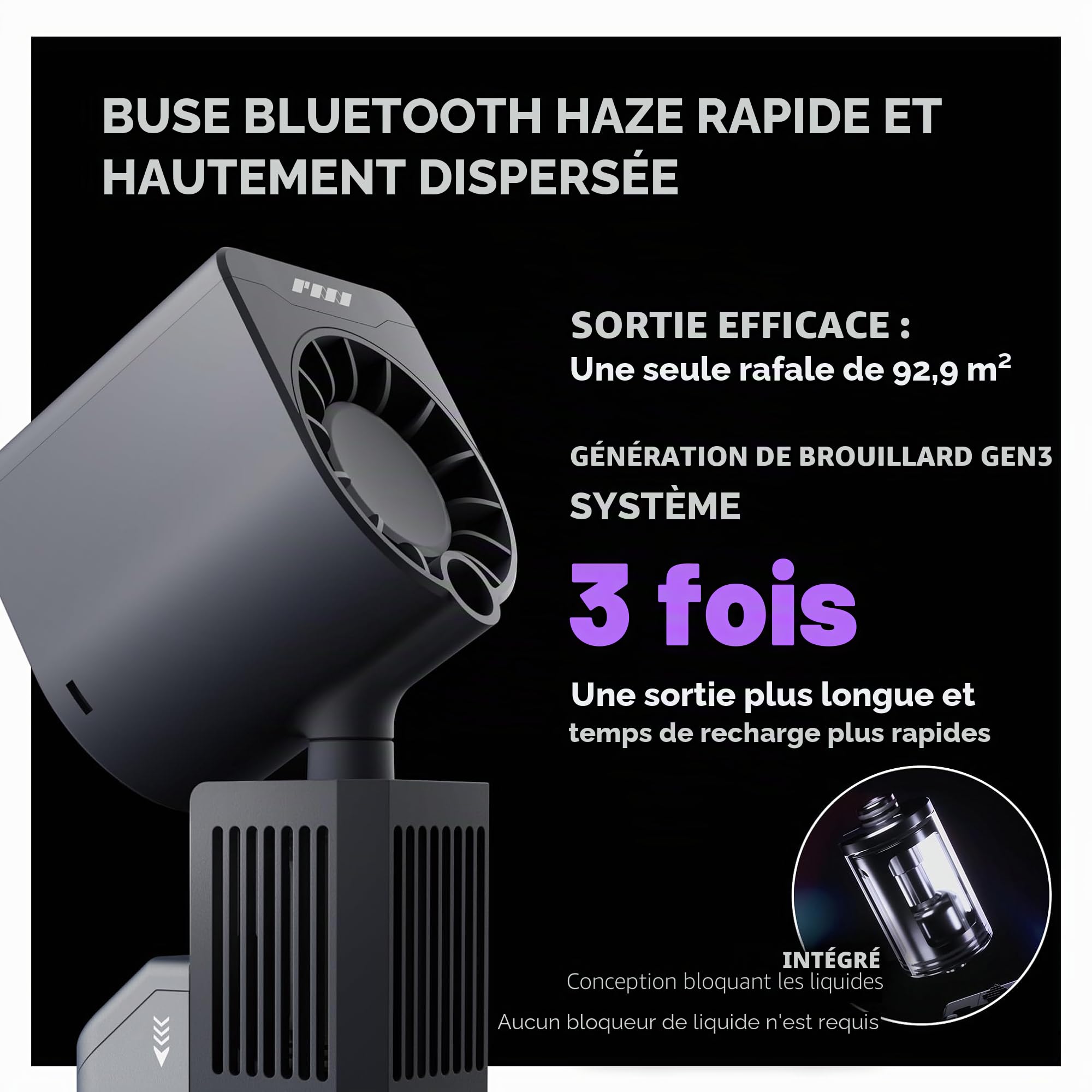 Kit Hazer PRO de PMI SmokeNINJA - Machine à fumée portable avec Bluetooth, chambre à brouillard anti-fuite améliorée, buse de brume de 3e génération, sortie continue de 3 minutes, alimentée par USB-C