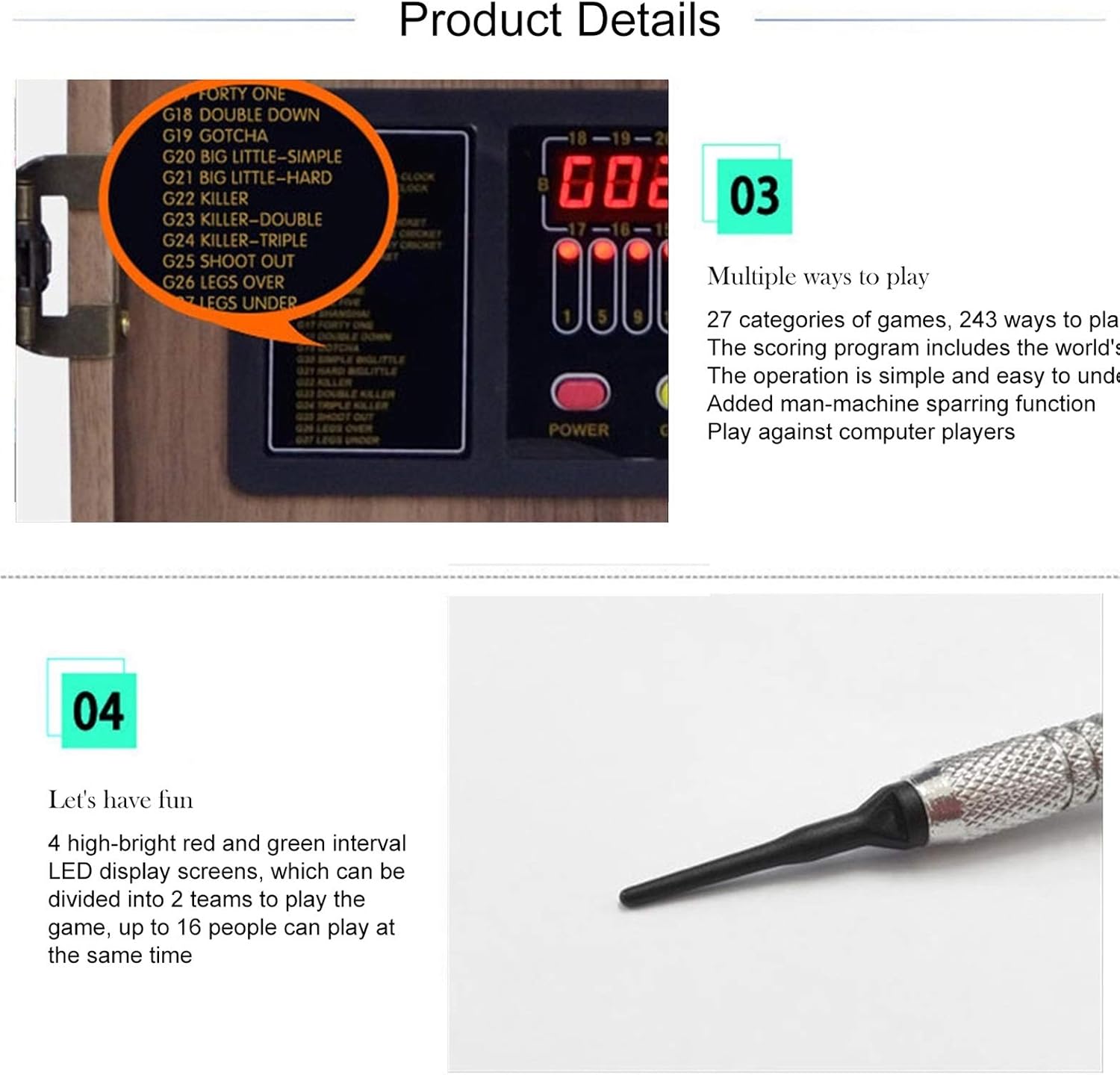 Hanghaijia Electronic Dart Board, Double Wooden Door Electric Dart Machine, Dart Game with LED Display and 12 Soft Darts 27 Main Game Dart Target (Color : Black Wood Grain) : Sports & Outdoors