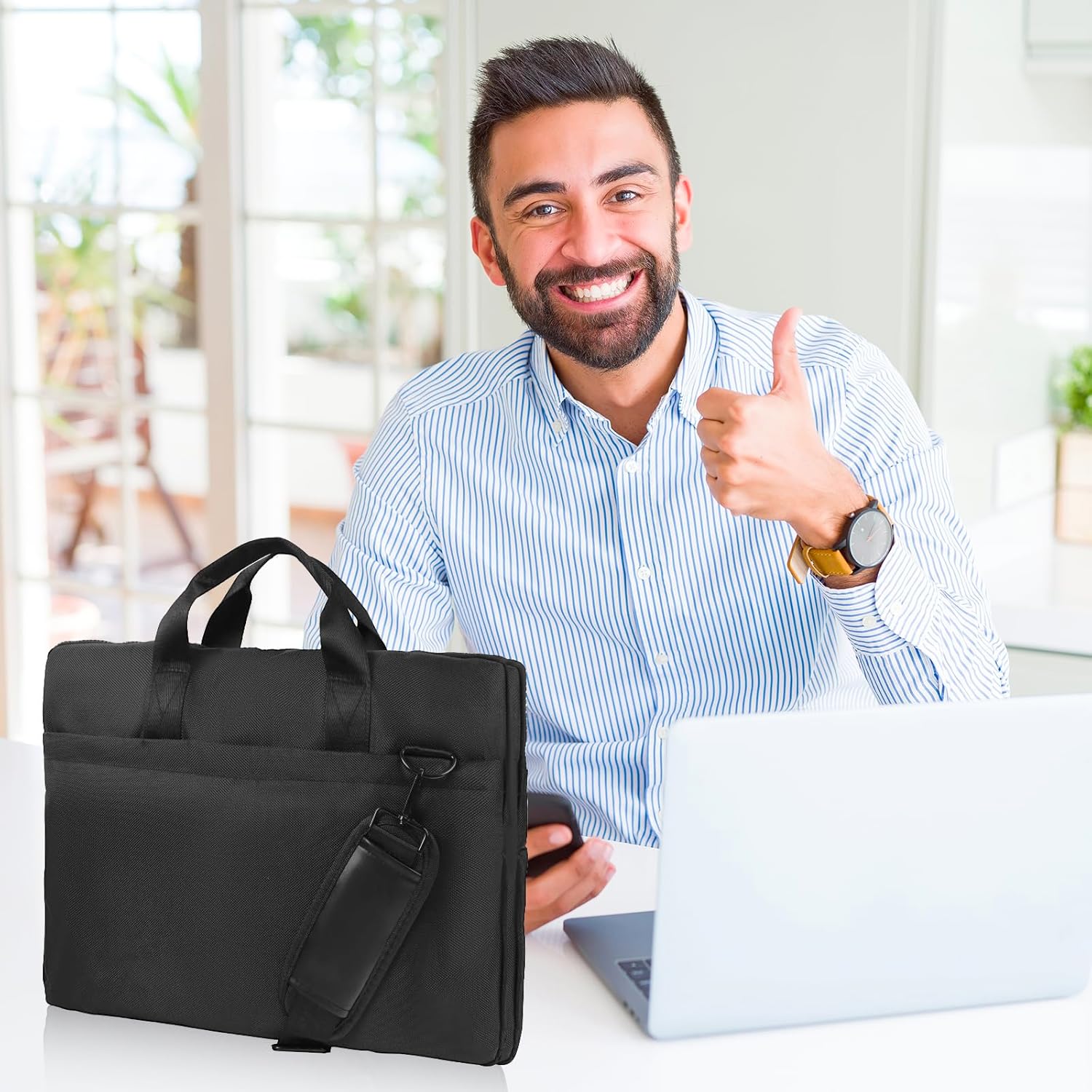 Premium Black,17.3-18.4 Inch Laptop Briefcase with Cross-Body Shoulder, DVD Player bag,Painting board bag,Laptop case Fits Dell, HP, ASUS,MacBook Pro, 2-layer Design,Durable,LIGHTWEIGHT - Image 8