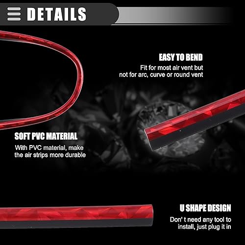 Miniatura 6 de Motoforti Moldes universales de salida de ventilación para automóvil, accesorios interiores de automóvil, tira de decoración de salida de