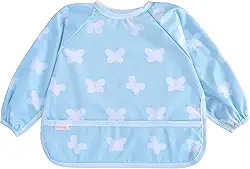 Torange Babador de bebê, babador de manga comprida para crianças, babador à prova d'água para bebê, avental de desmame com LED, babador de alimentação lavável na máquina