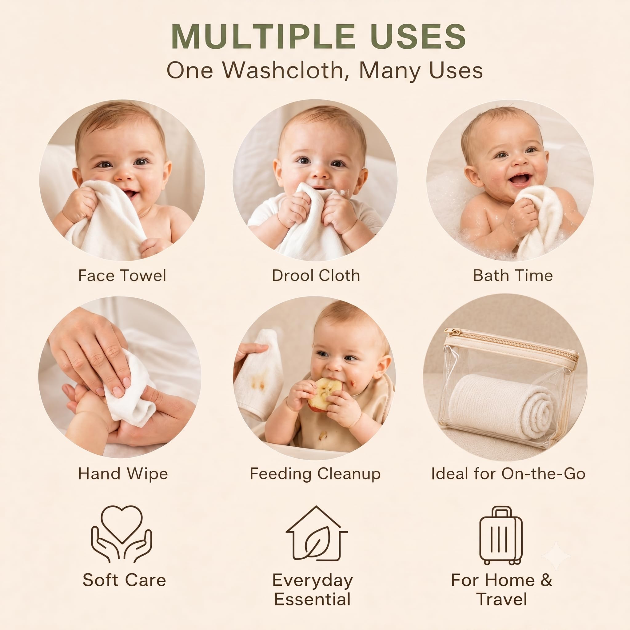 Toallitas reutilizables de color Organics para bebés, toallas de saliva lavables de algodón orgánico suave, absorbentes, toallitas faciales de baño recién nacido, toallitas naturales para piel
