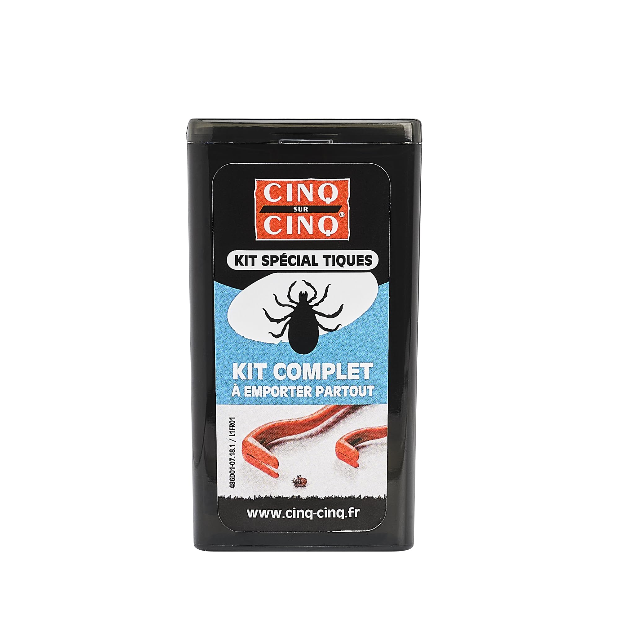 CINQ SUR CINQ Kit Spécial Tiques – 2 Tire-Tiques, 2 Lingettes Nettoyantes, 4 Pansements – Usage Homme & Animal Chien Chat