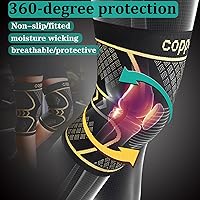 Vista 3 de Rodilleras de cobre para mujeres y hombres, paquete de 2, manga de compresión de rodilla para dolor de rodilla, artritis, LCA, desgarro de menisco