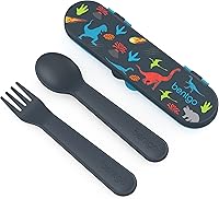 Vista 10 de Bentgo Juego de utensilios para niños, tenedor, cuchara y estuche de almacenamiento de plástico reutilizable, materiales sin BPA, asas de fácil