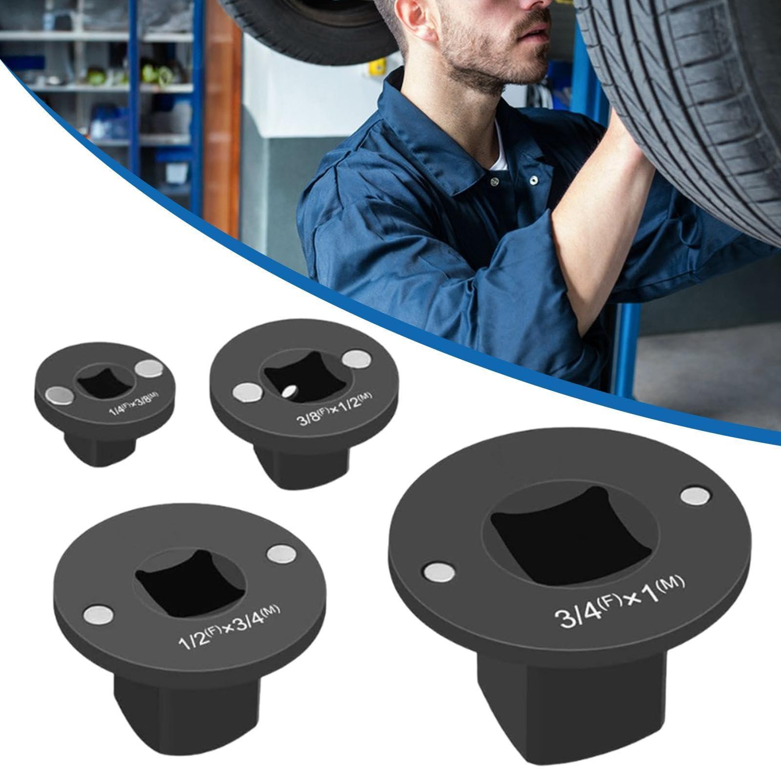 4 Pièces Adaptateur Douille Faible Profil Set Adaptateur Cliquet Réducteur Acier Carbone Résistant Convient pour Réparation Automobile Atelier Bricole