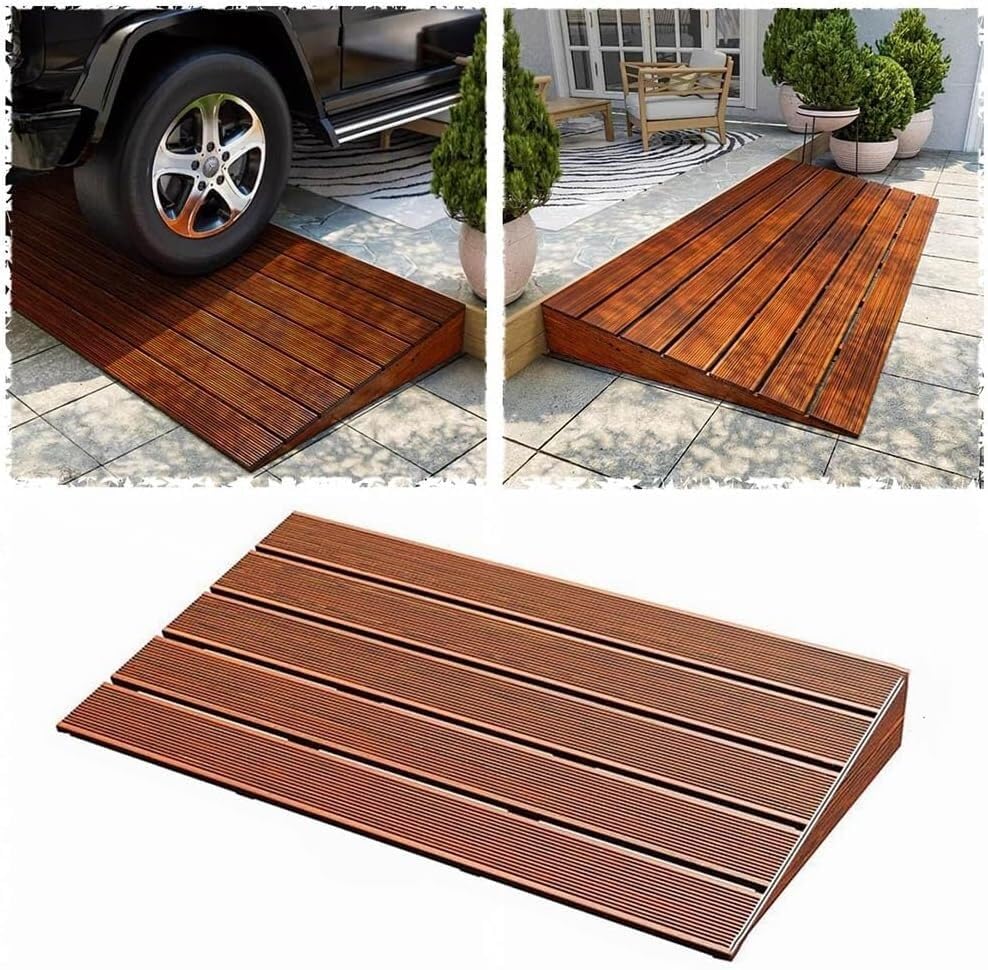Rampe d'accès en bois massif pour fauteuil roulant et poussette à la maison 50x50x10cm