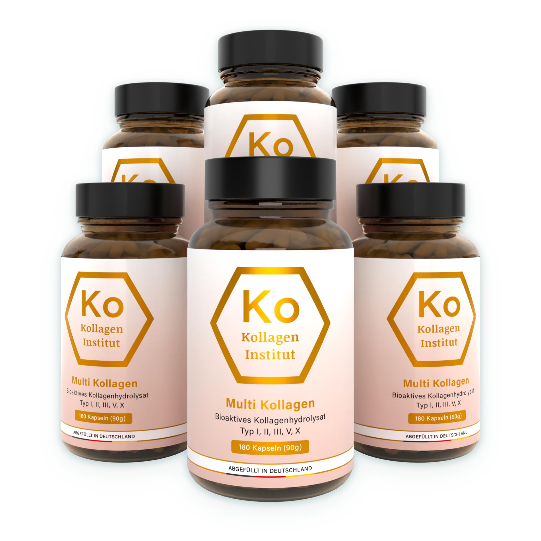 Kollagen Institut Multi Kollagen Kapseln - 1080 Kapseln (6 Monate), Hochdosierte bioaktive Kollagenhydrolysat Typen 1 2 3 5 10 für Beauty Haut Haare Gelenke Knochen Nägel Inner Glow