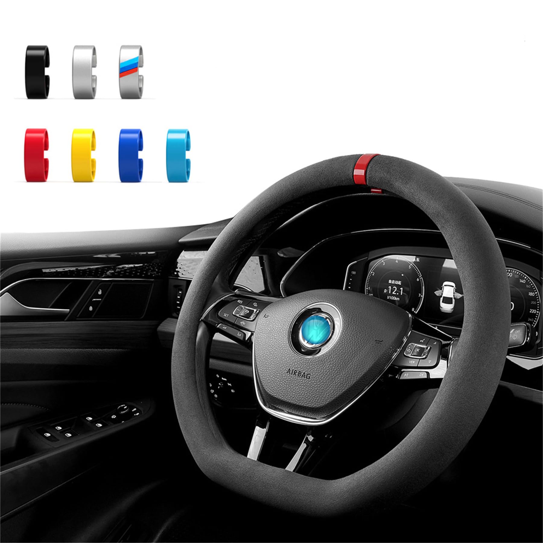 Coprivolante in pelle scamosciata traspirante antiscivolo resistente all'usura con 5 segni di correzione (forma D)