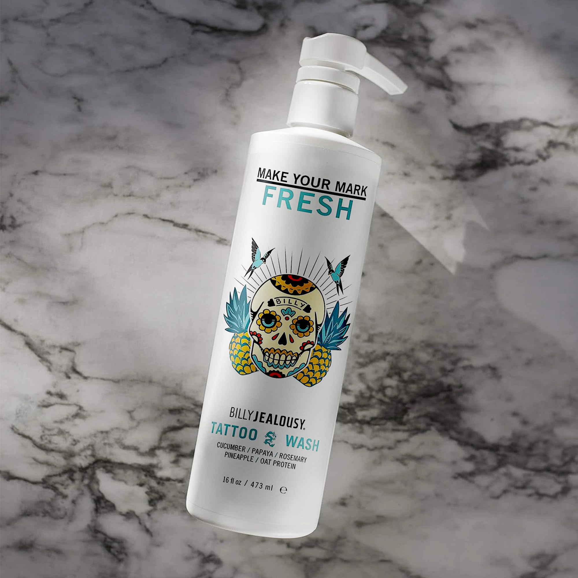 Billy Jealousy Make Your Mark Fresh Tattoo Wash, Cleansing and Hydrating Tattoo Aftercare Enriched With Cucumber and Rosemary