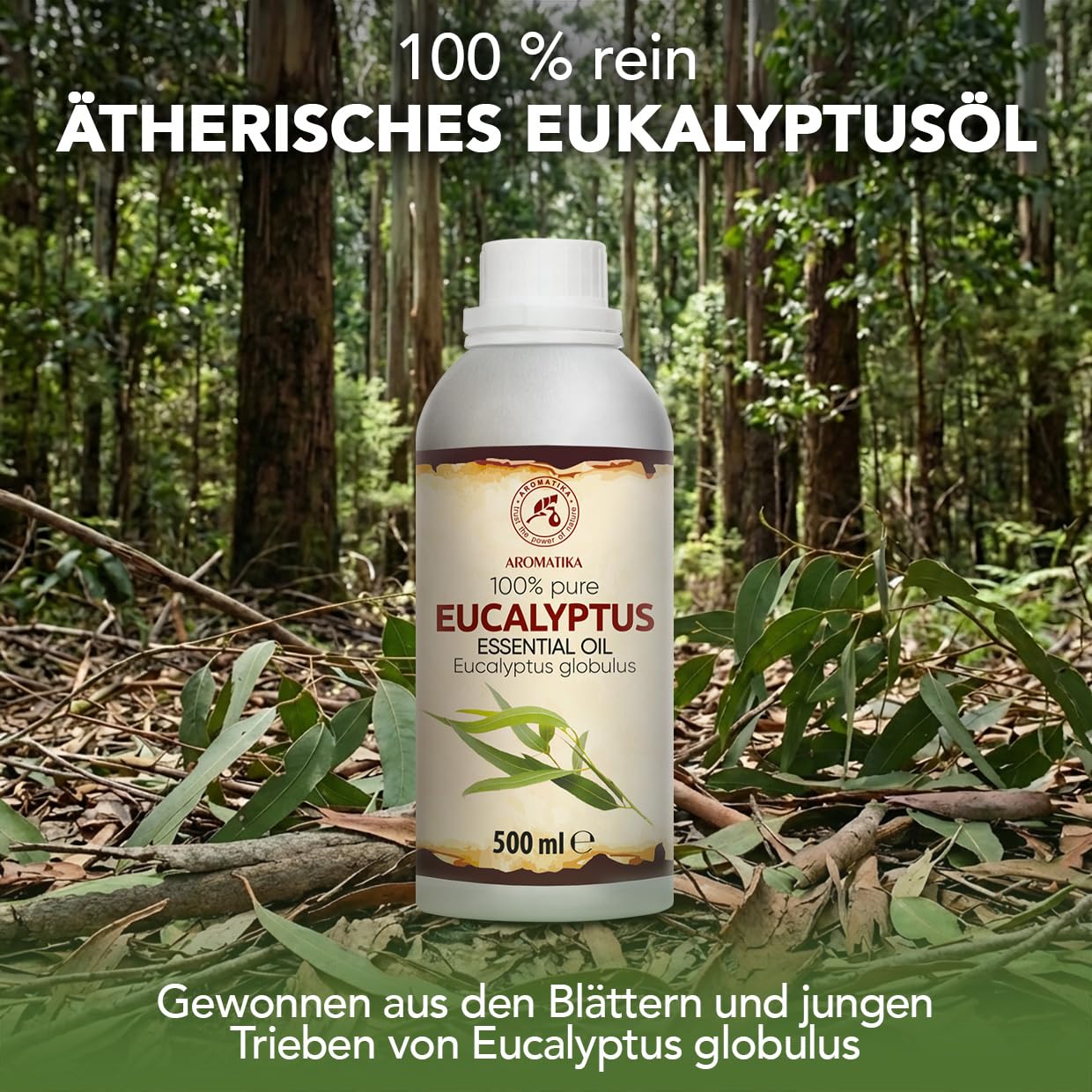 Ätherisches Eukalyptusöl 500 ml - Eucalyptus Globulus - Reines Ätherisches Eukalyptus Öl - für Diffusers und Duftlampen - Saunaduft - Aromakerze - Frischer Aroma - Lufterfrischer - Aromatherapie