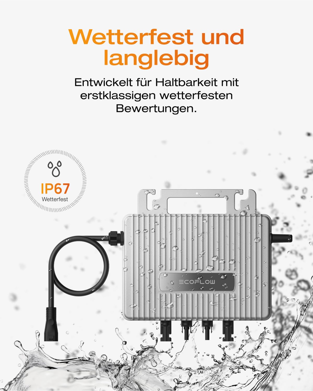EcoFlow Stream Mikro-Wechselrichter 800W 0% VAT, Intelligenter Solarwechselrichter WLAN für Balkonkraftwerk, PV-Wechselrichter für 2 Solarpanele, IP67 wasserdicht, integrierter MPPT, App-Steuerung