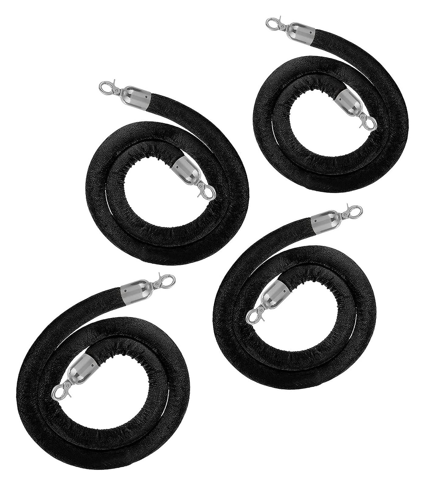ZBBGTJK Black Velvet Stanchion Rope Heavy Duty Queue Ber for Hotel & Theater 4-Pack 250cm/98in Crowd Control Elegant Event Décor