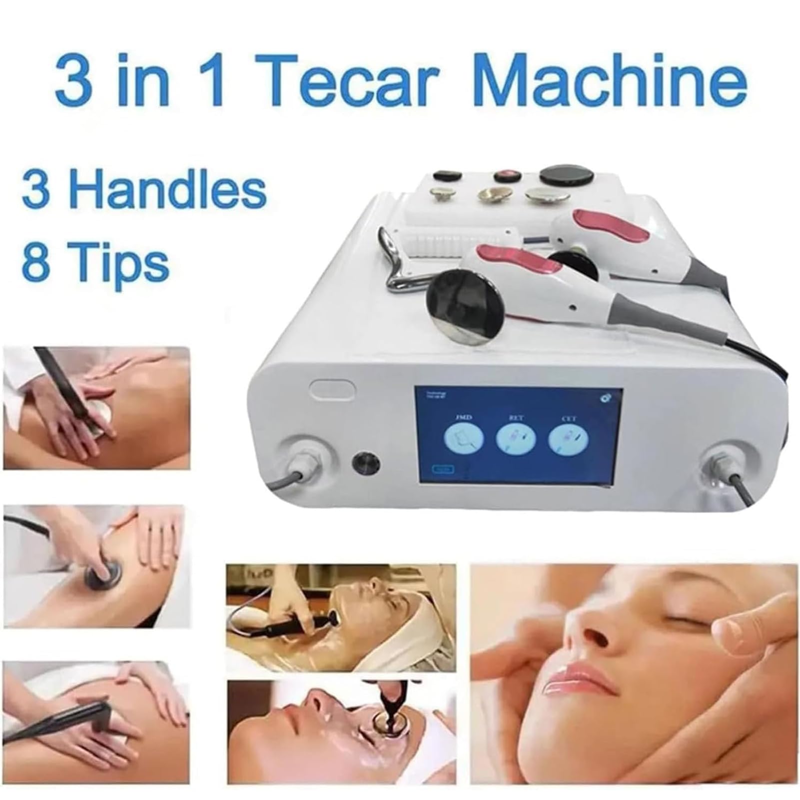 Attrezzatura per Fisioterapia Tecar, Apparecchio per La Gestione del Dolore A 448 Khz, con 8 Sonde E 2 modalità di Funzionamento, Lifting E Rassodamento + Modellamento