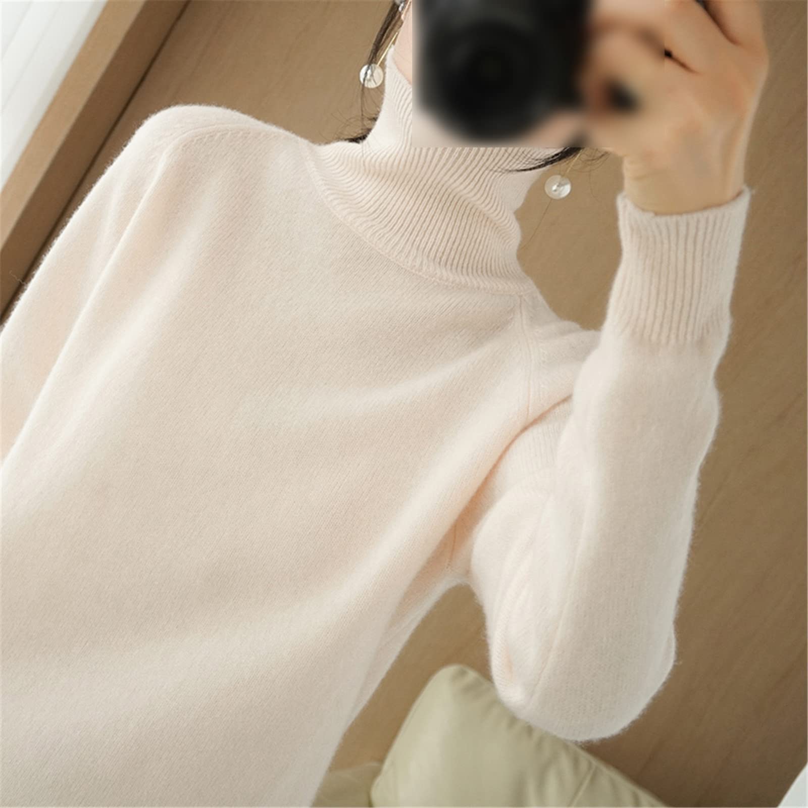 Kelsiop 100% Lana Cashmere Maglione Signore Dolcevita Tinta unita Pullover Moda Plus Size Caldo Bottoming Shirt