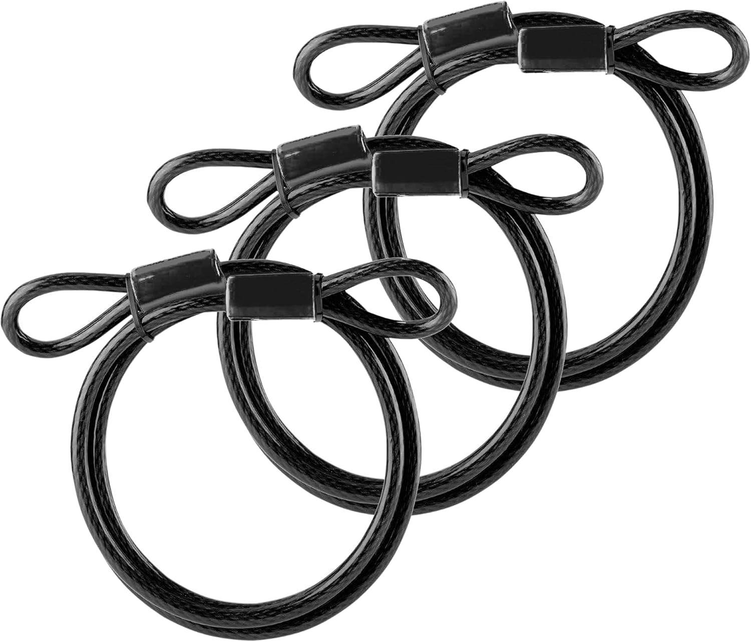 3-Pack 27" inch 15mm Super Duty Vinyl Coated Double Looped Braided Steel Cable Black