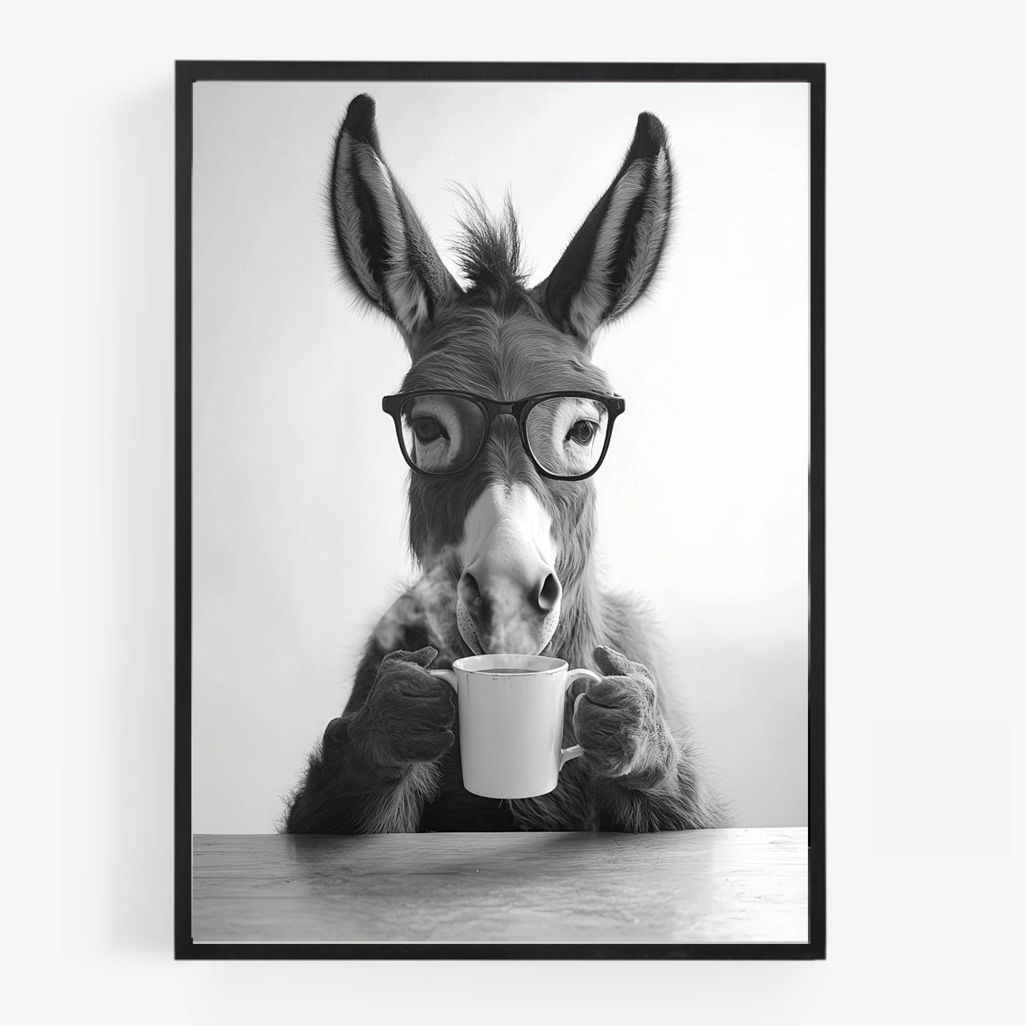 gfc Funny donkey drinking coffee Print Picture Poster kitchen A4 UNFRAMED wall art Home decor Decorating please be seated for entire performance