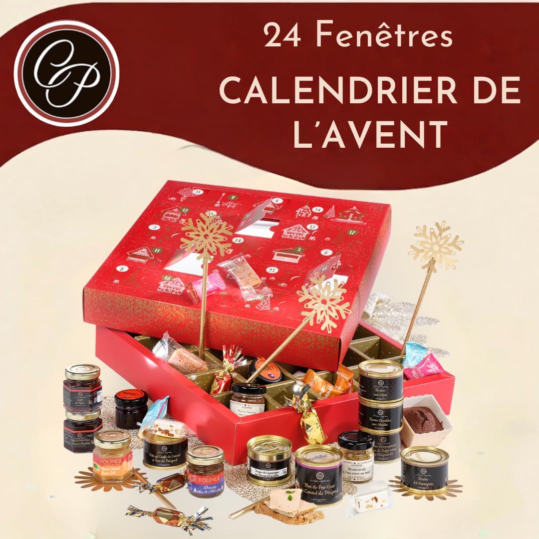Cellier du Périgord - Calendrier Avent Panier Gourmand 2025, 24 surprises artisanales, foie gras IGP 100g, 36x36cm