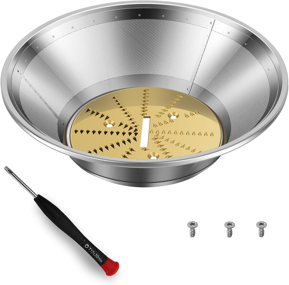 BR-3/BR-1 Juicer Mesh Filter Basket （No Base）Compatible with Breville Juice Models BJE510XL,BJE820XL,JE98XL, BJE200XL, With Mesh Strainer Bowl, Blade, Screws & Wrench,Easy to Replace