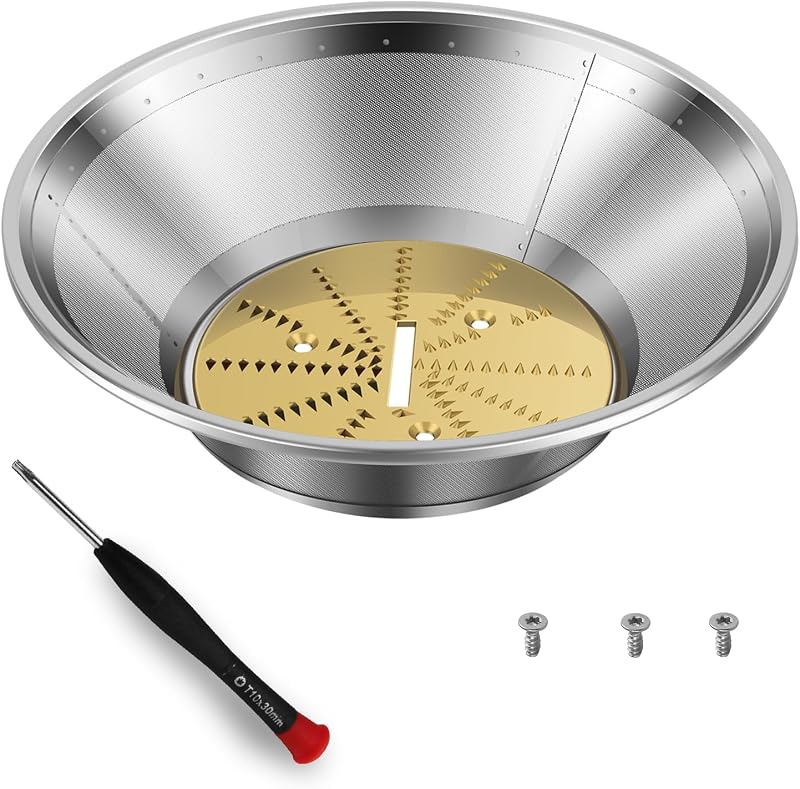 BR-3/BR-1 Juicer Mesh Filter Basket （No Base）Compatible with Breville Juice Models BJE510XL,BJE820XL,JE98XL, BJE200XL, With Mesh Strainer Bowl, Blade, Screws & Wrench,Easy to Replace