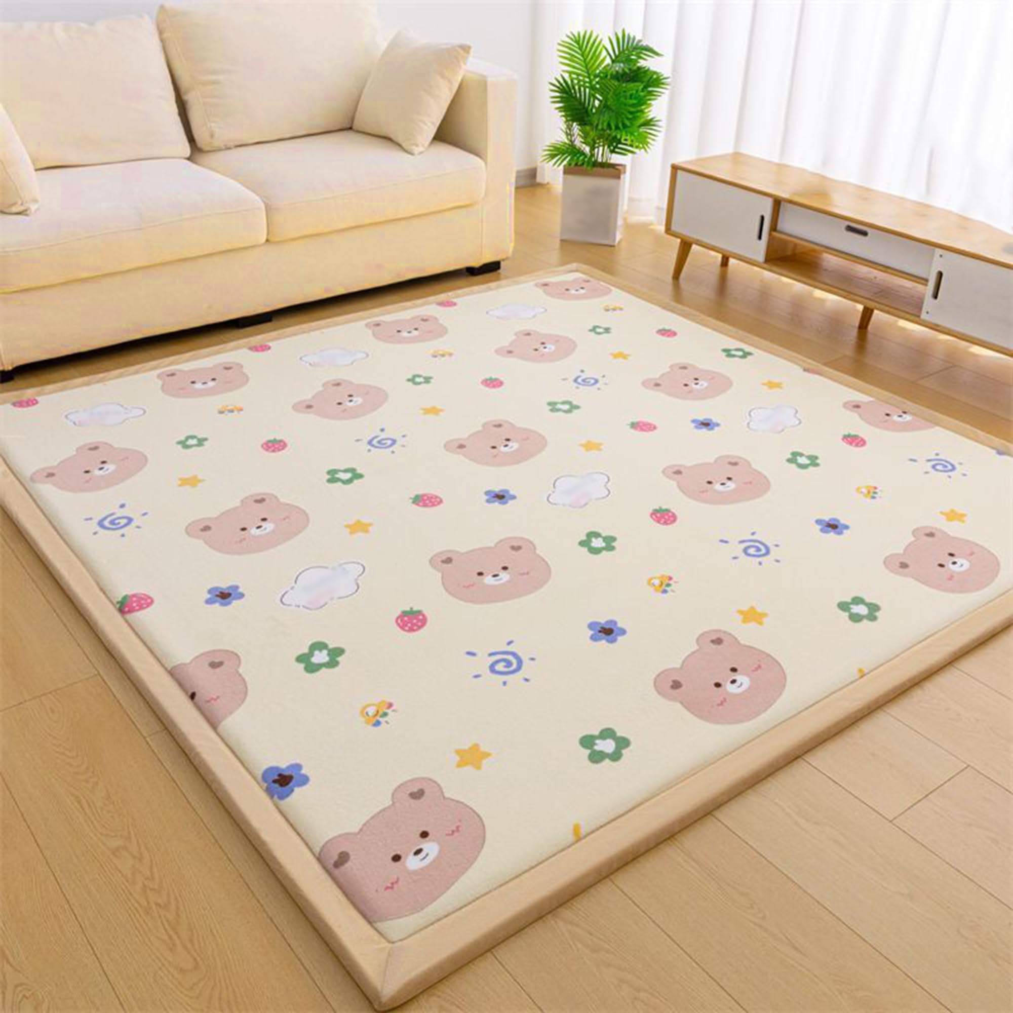 Tapis lavable antidérapant à poils courts 200 x 240 cm pour salon
