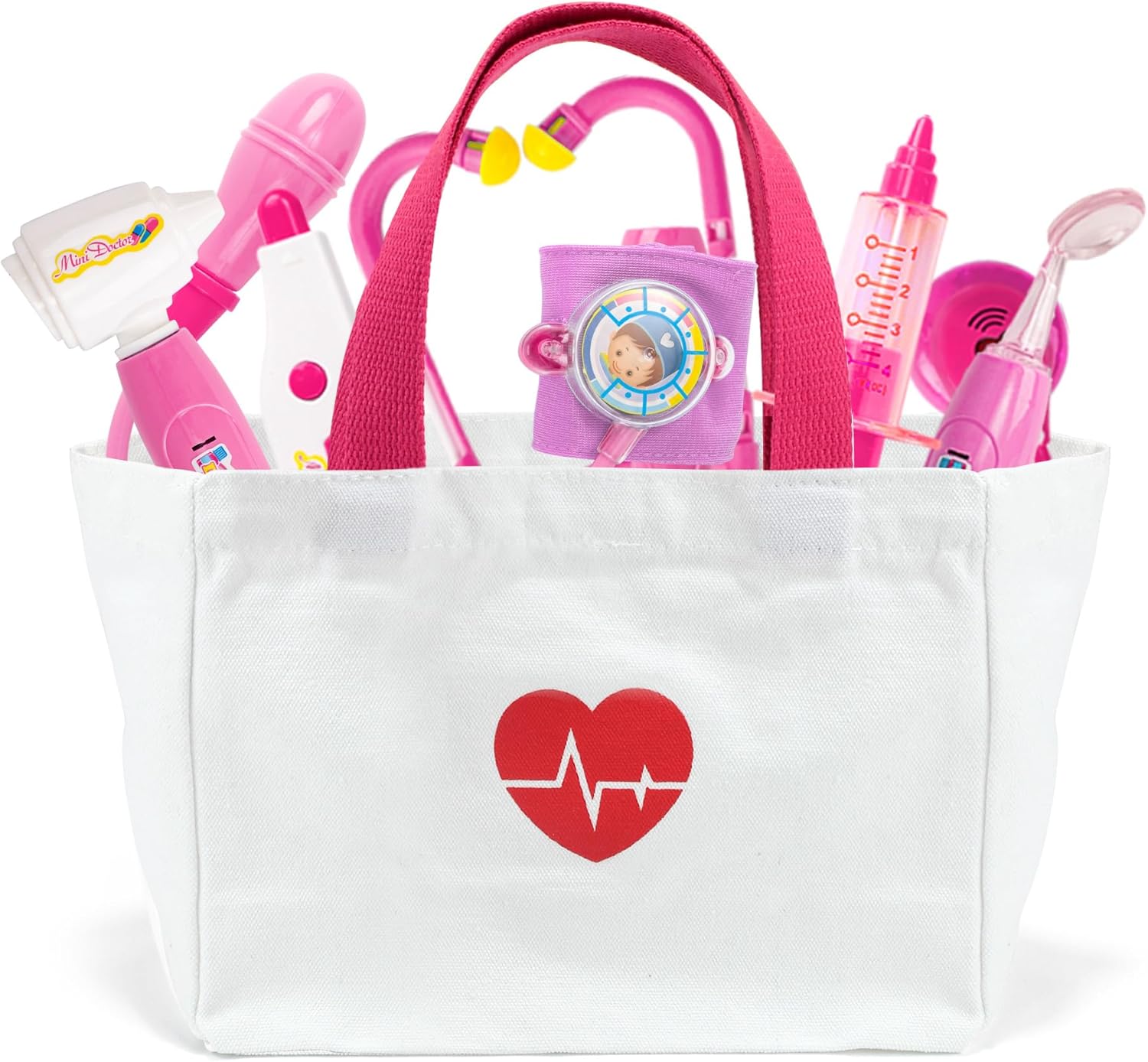 Liberry Doctor Kit for Toddlers 3-5 Years Old, 18-Piece Doctor Bag Pretend Play Toys, Durable Medical Kit with Toy Stethoscope, Pink Doctor Gift for Girls Pink Bag image 7 of 8 B09T66L7HZ