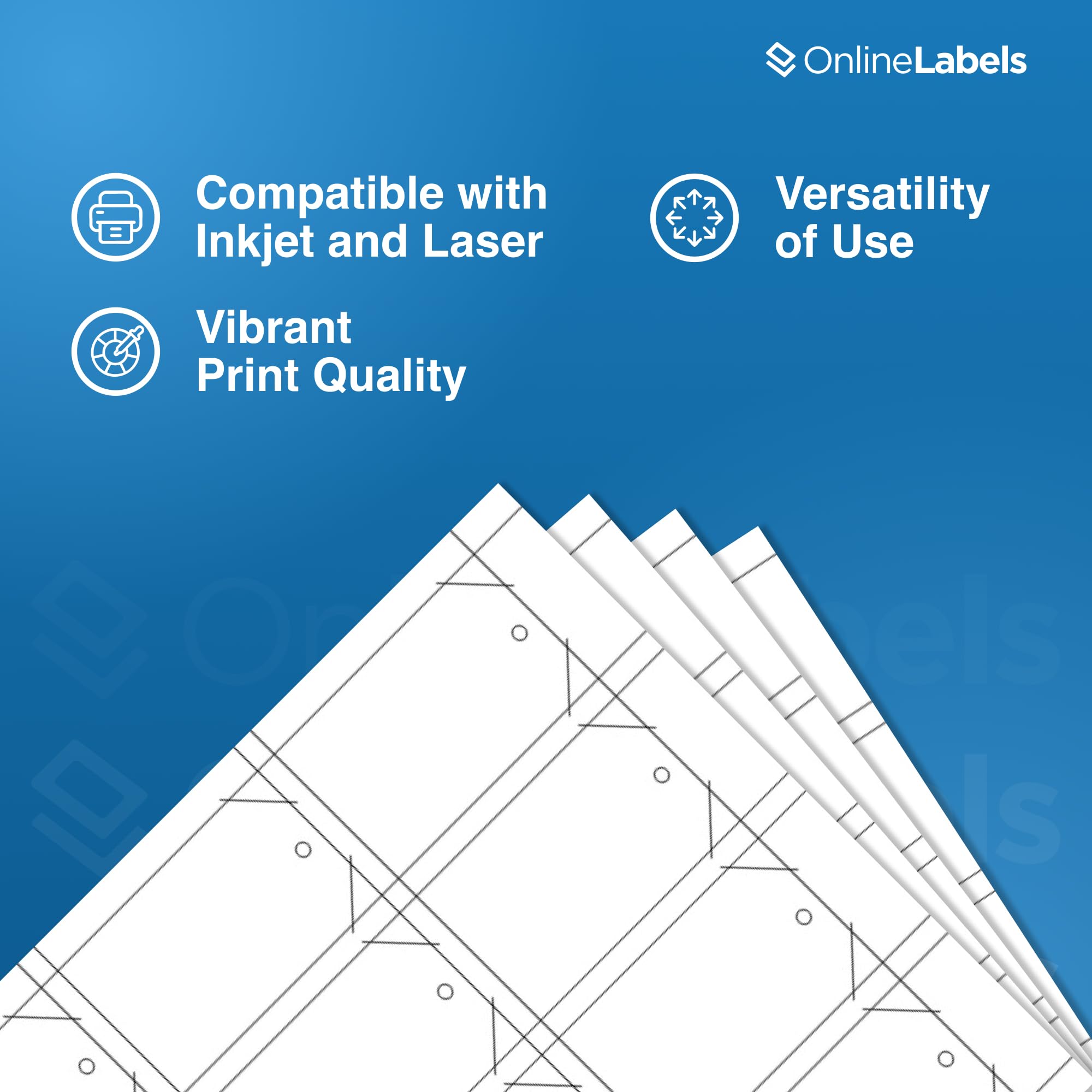 Bedruckbare Etiketten, 4,4 x 7,6 cm, Karton, 1.200 Stück, 100 Blatt, Tintenstrahl-/Laserdrucker Online Labels