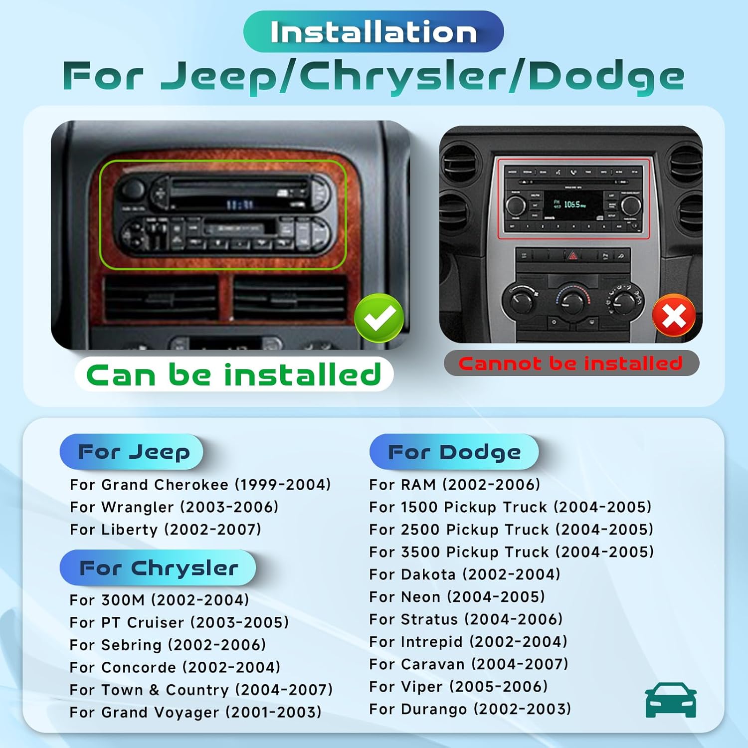 [Android 15.0/4G+64G] 6.86” IPS Touch Screen Car Radio for Dodge RAM 2002-2006/Jeep Grand Cherokee 1999-2004/for Jeep Wrangler 2003-2006 with Wireless Carplay&Android Auto