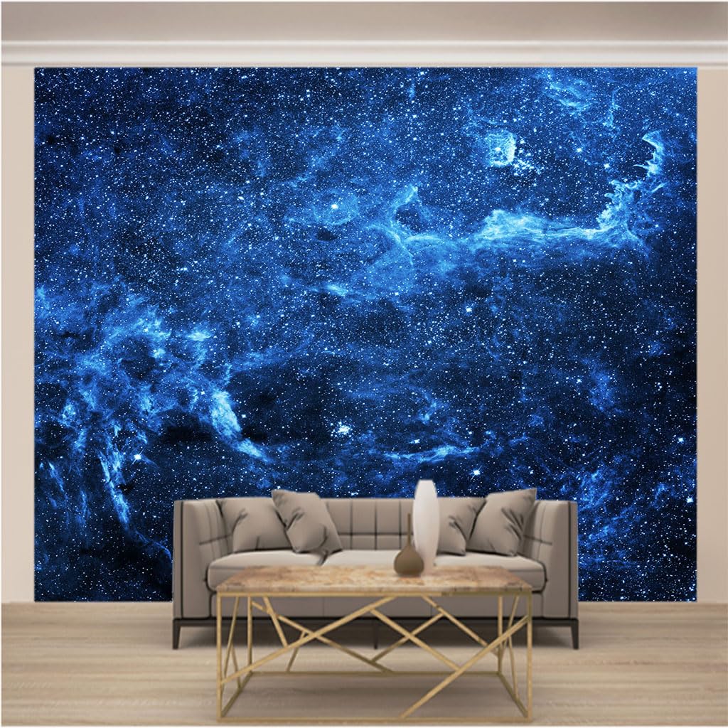 Tapisserie photo panoramique Nuit Étoilée Bleue pour une décoration salon cocooning XXXL