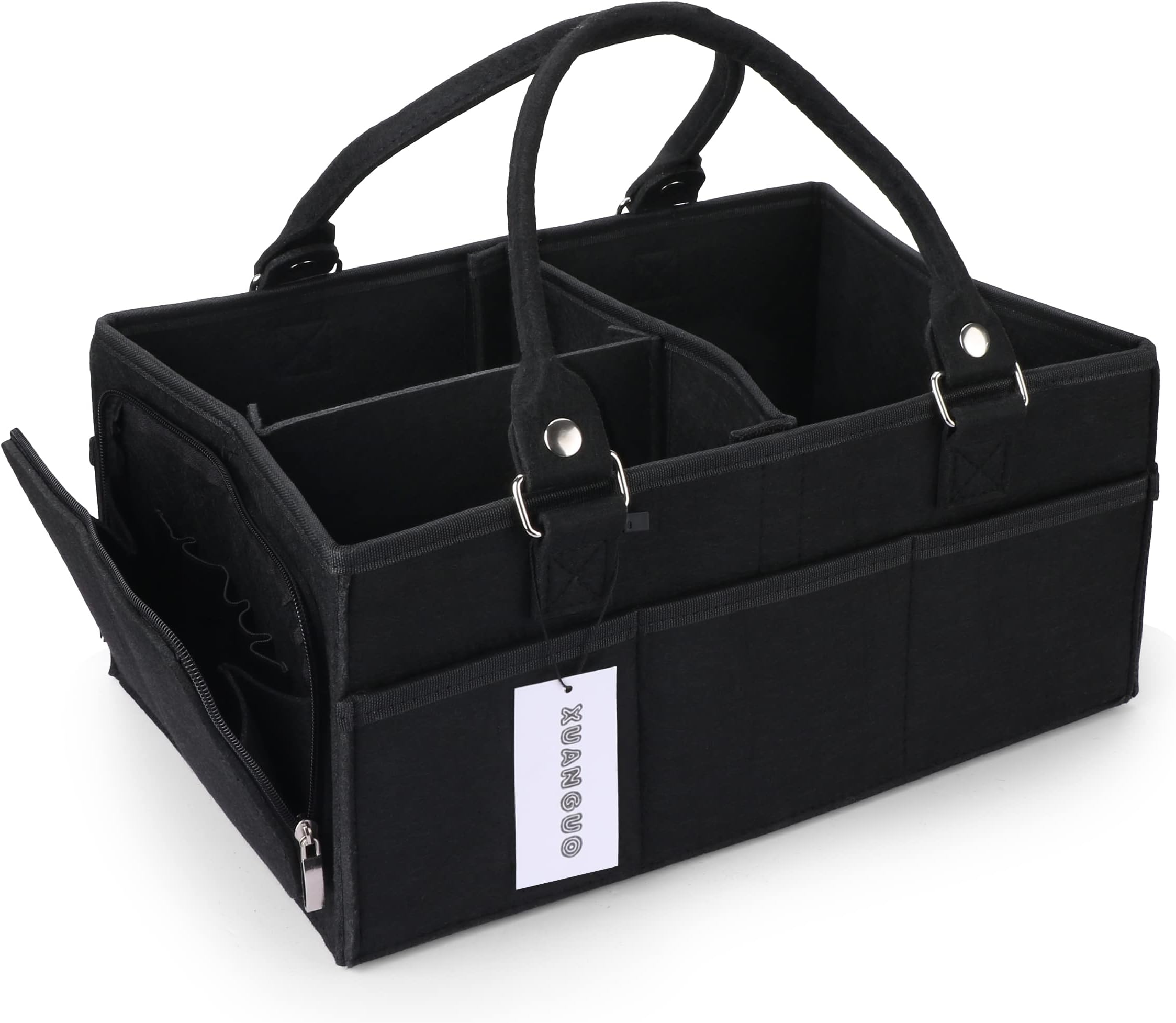 XUANGUOBaby Diaper Caddy Organizer for Boy Large Nursery Storage Bin Basket Portable Holder Tote Bag for Changing Table and Car Baby Shower Gifts Newborn Essentials Baby Must Haves Items black