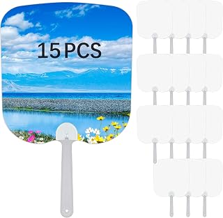 GEKIXUTP 15 Pcs Church Fans Handheld Set,Sublimation Fans Blank Double-Sided Sublimation Paddle Fan Blanks,DIY Hand Fan for Church Parties and Wedding for Guests