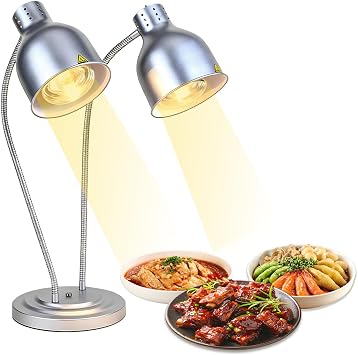 Food Heat Lamp, 360   Adjustable Hose Food Warmer with 2 * 250W Infrared Food Warming Light, Heat Lamp Stretchable up to 70cm, for Buffet Kitchen Restaurant Hotel