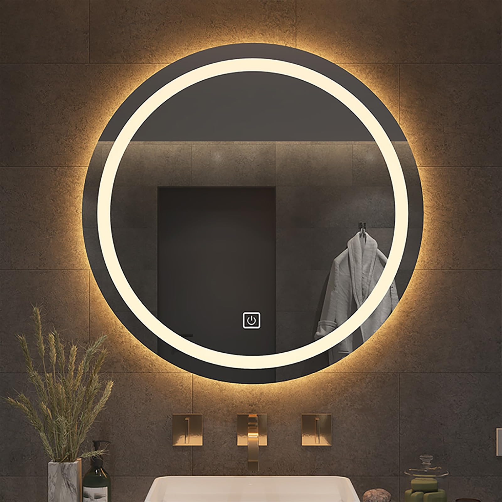 SXFSDOU LED Illuminated Bathroom Mirror - Anti-Fog & Dimmable Wall-Mounted Makeup for Home Vanity