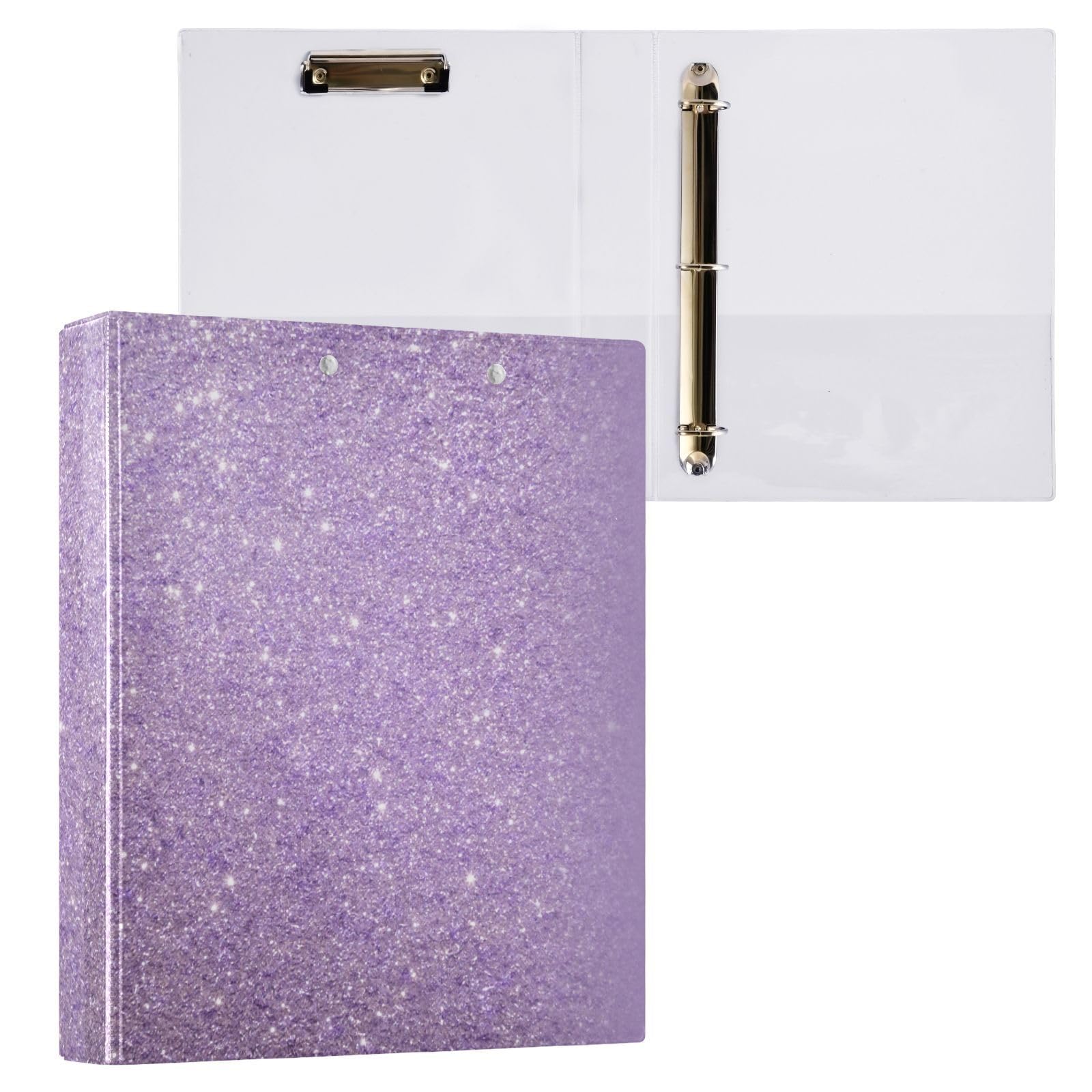 Raccoglitori scolastici da 2,5 cm e mezzo con stelle scintillanti, viola chiaro