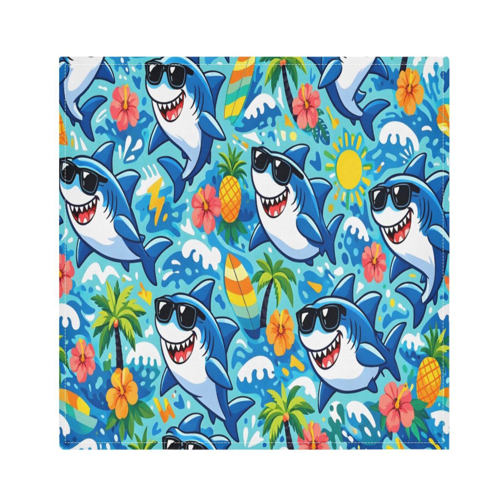 Ttgoth Sharks Cloth Napkin Set of 6 Washable & Reusable Dinner Napkins for Dining Table, Banquets, Wedding, Party, 50x50 cm