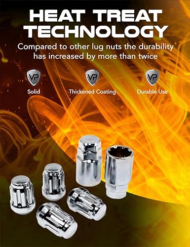 Miniatura 6 de Juego de 4 cerraduras de rueda para sintonizador de 12 x 1.5 Veritek cromadas con 2 llaves para Toyota Scion Hyundai Kia Mazda tipo cónico ruedas