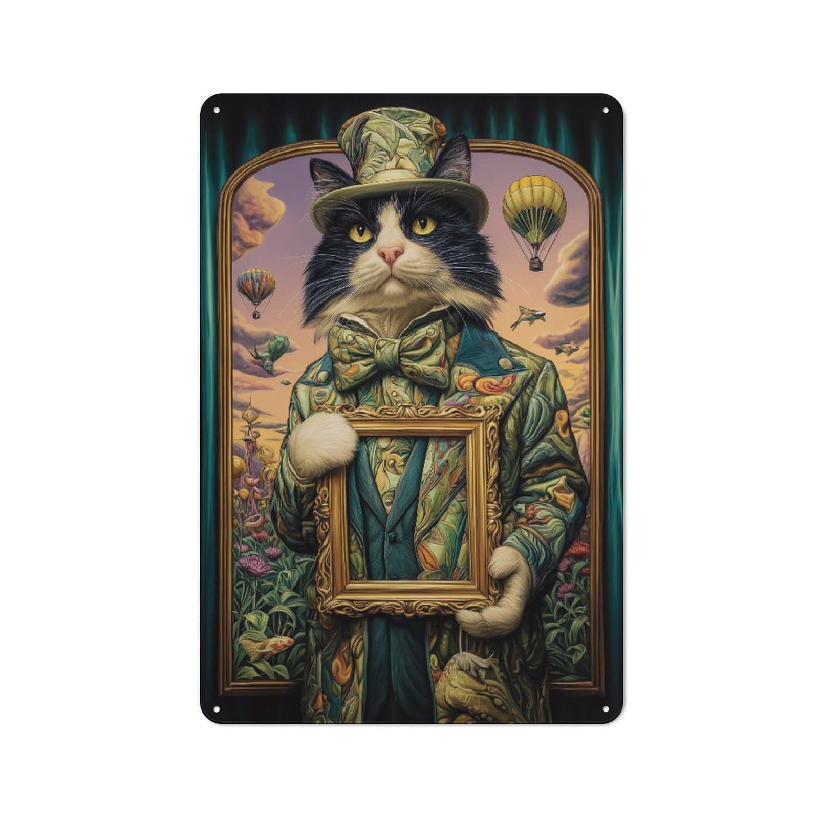 Junmoney Feline Elegance In Art Rustic Tin Sign 30X20cm For Man Cave Or Games Room, A Decorative Gift For A Newly Furnished Man Cave And Games Room