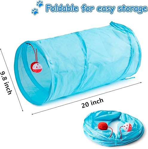 Miniatura 3 de MALLMALL6 Juego de 11 juguetes para gatos, paquete interactivo con túnel plegable, varita teaser de plumas, resortes, ratones, bolas arrugadas y