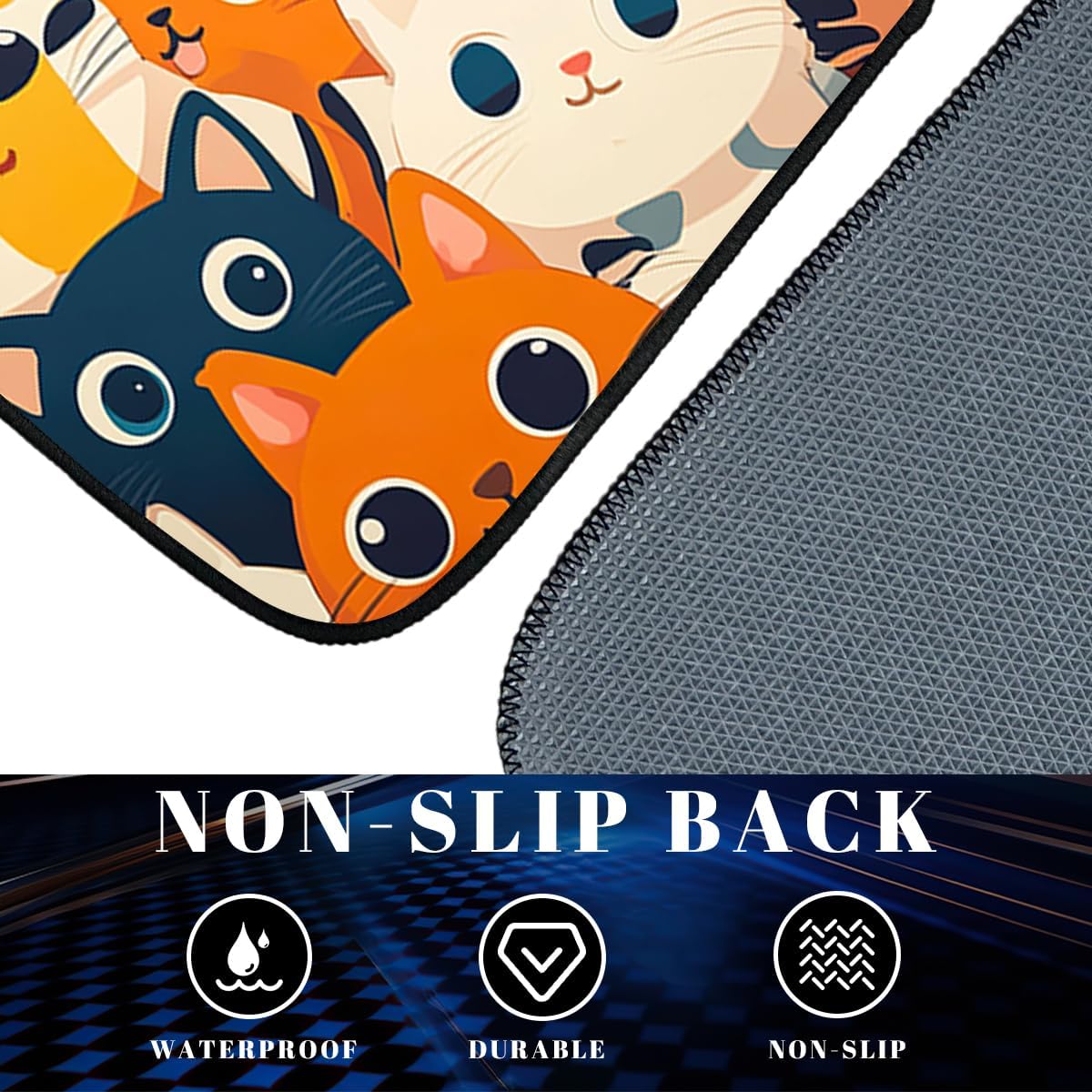 Cat Car Floor Mats Set of 4 Cute Cartoon Colorful Kawaii Anime Carpet Front Rear Carpets Mat Non-Slip Auto Car Accessories Universal Fit for Car SUV Truck Van image 3