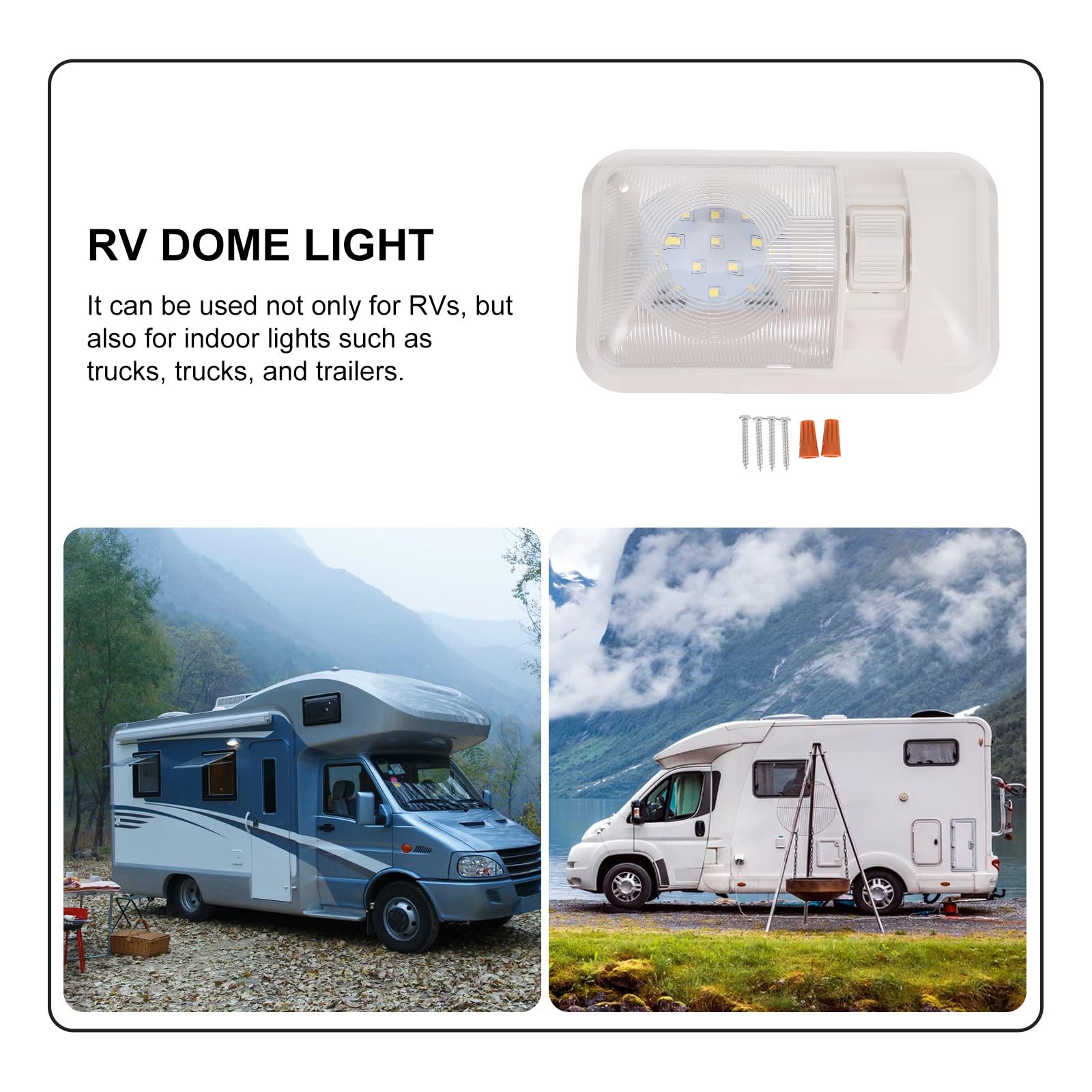 Plafonnier de Camping-car LED 12v avec Interrupteur 3 Voies, Éclairage Confortable en Abs Blanc pour Intérieur de Voiture et Camping-
