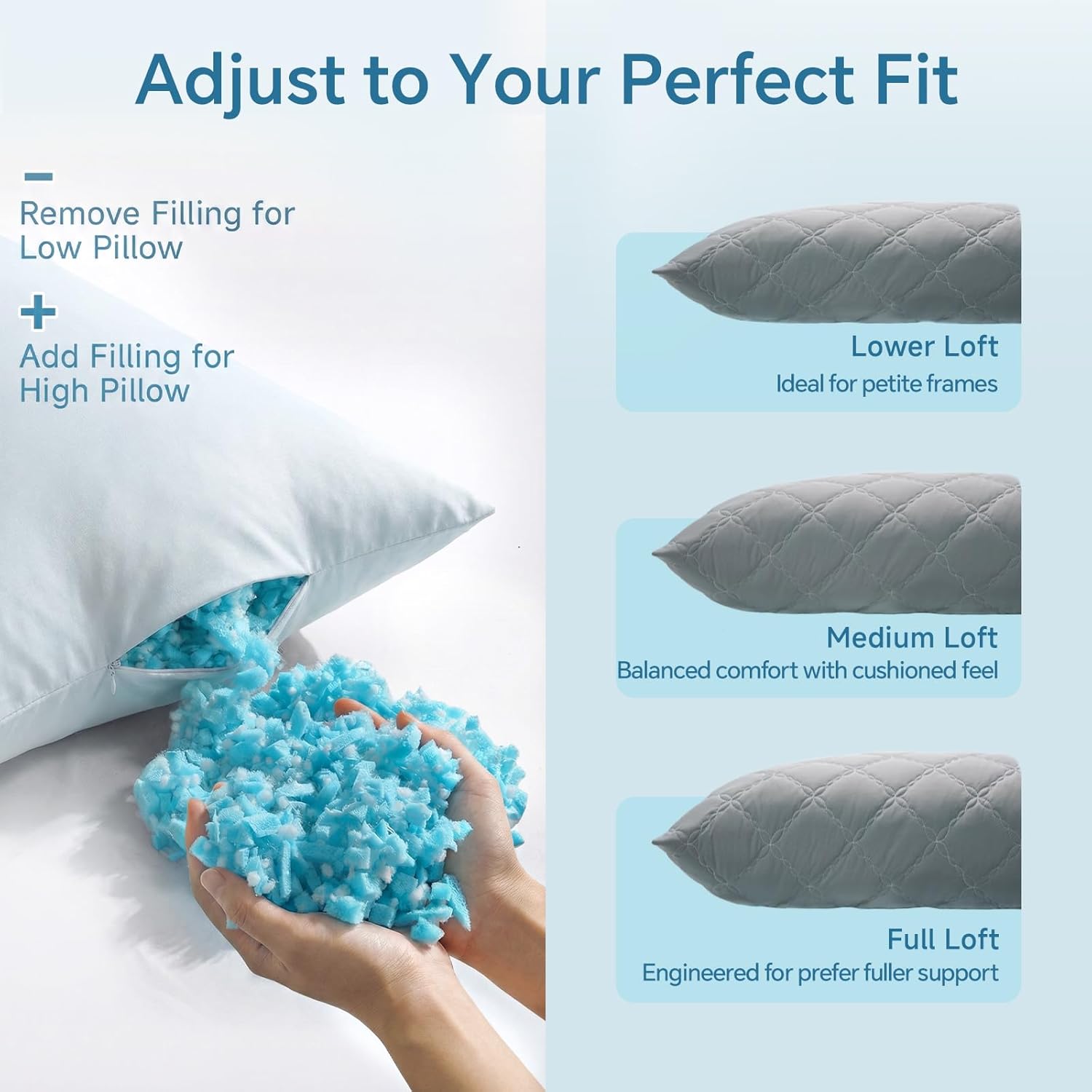 BEDELITE Cooling Body Pillow for Adults, Creative Ultra Soft Cool-Touch Quilted Nylon-Spandex Body Pillow Cover, Adjustable Memory Foam Long Pillow for Side Sleepers, Pregnancy & Back Pain(Light Grey)